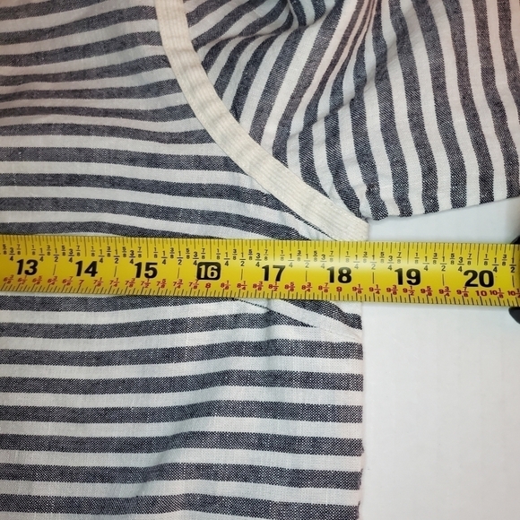 J. Crew Womens Sz XS Long Sleeve Tunic Blouse Linen Blend Striped Black White - Picture 12 of 13